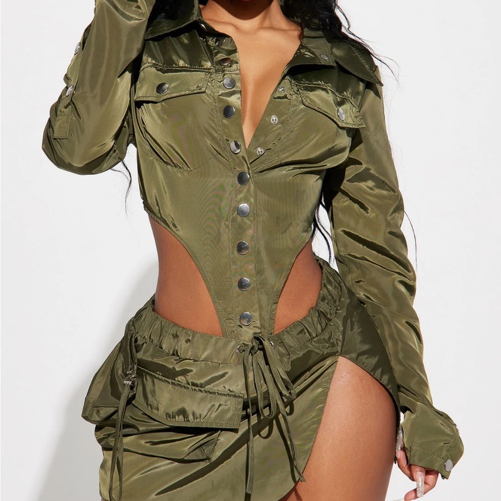 Fashion Nova Olive Mini Skirt Set